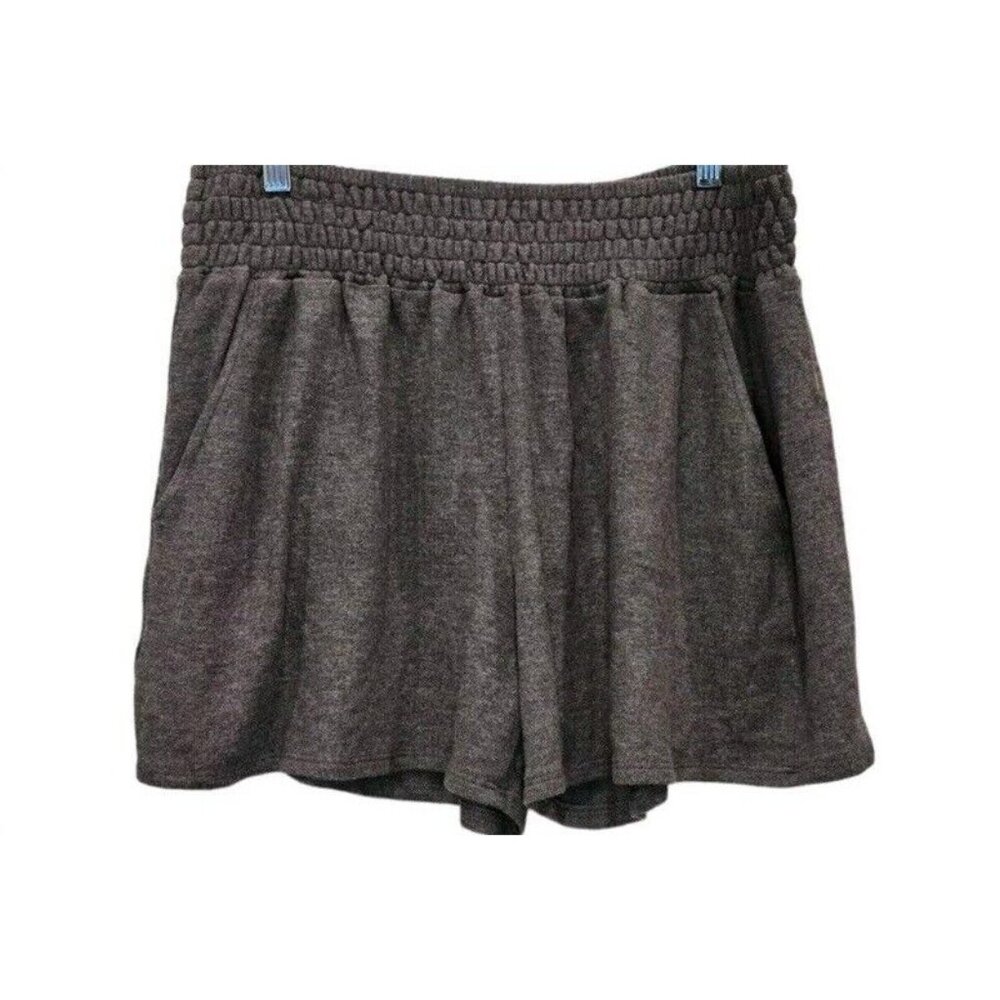 NWT Calme  M Smocked Cozy Pull On Shorts Gray 116571